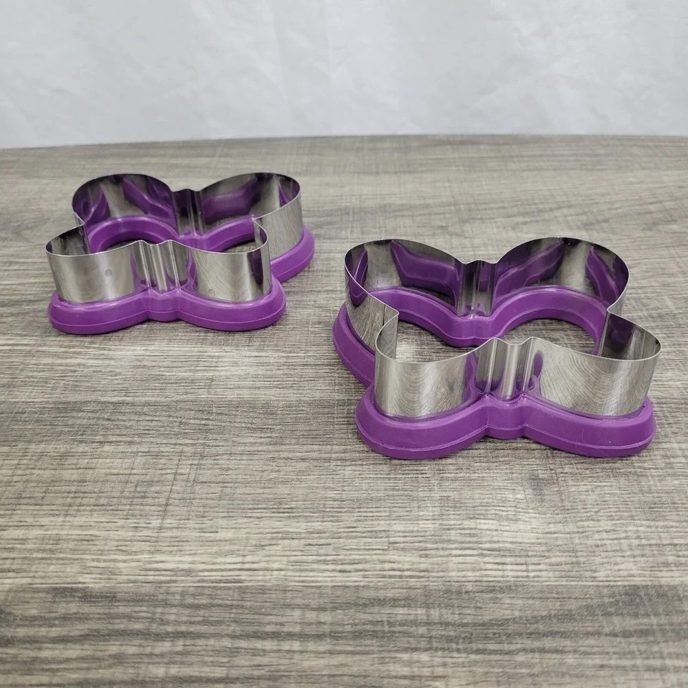 Butterfly Cookie‎ Cutters Purple Stainless Steel Set of 2 Baking Supplies